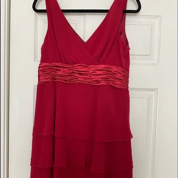 open lace back dress Tamara Shirred Chiffon Midi Dress / Red | Meshki main image 0